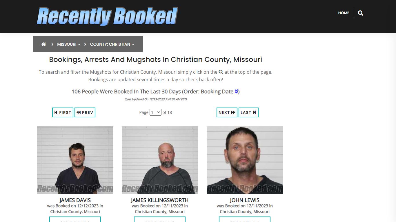 Bookings, Arrests and Mugshots in Christian County, Missouri